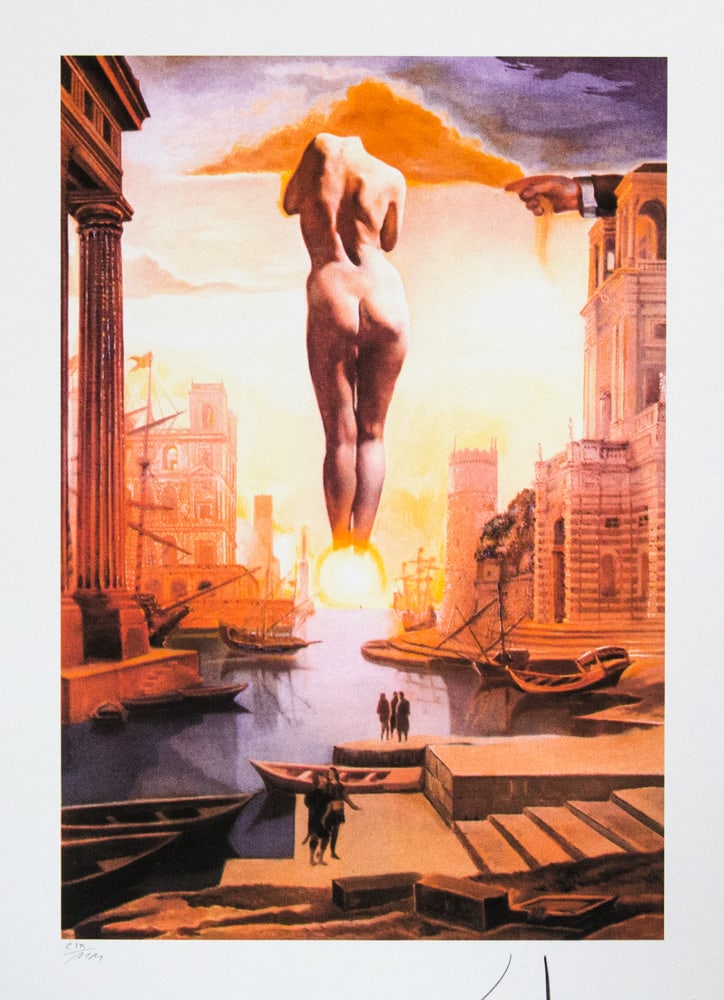 Salvador Dali 'Dalí's Hand Drawing Back the Golden Fleece...': Salvador Dali (after) 'Dalí's Hand Drawing Back the Golden Fleece in the Form of a Cloud To Show Gala the Dawn Completely Nude, Very, Very Far Away Behind the Sun' offset lithography, sheet size 50