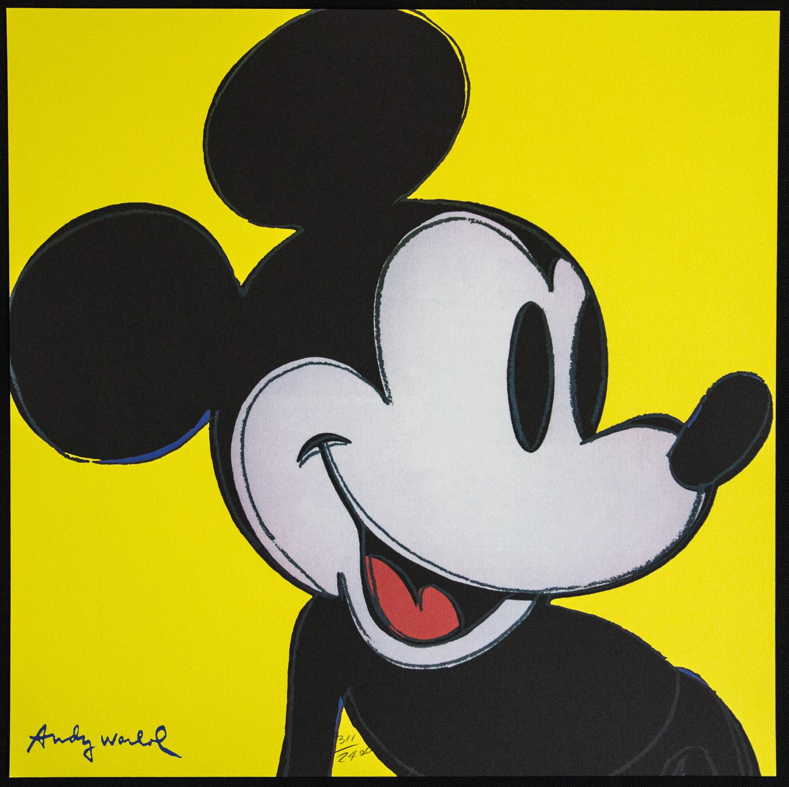 Andy Warhol 'Mickey Mouse': Andy Warhol (after) 'Mickey Mouse' offset lithography, size 60 x 60 cm, plate signed bottom left, numbered with pencil, limited edition 311/2400, heavy paper, stamped with CMOA on the back (Carnegie M
