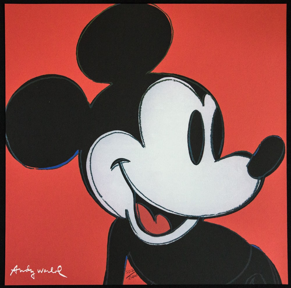 Andy Warhol 'Mickey Mouse': Andy Warhol (after) 'Mickey Mouse' offset lithography, size 60 x 60 cm, plate signed bottom left, numbered with pencil, limited edition 507/2400, heavy paper, stamped with CMOA on the back (Carnegie M