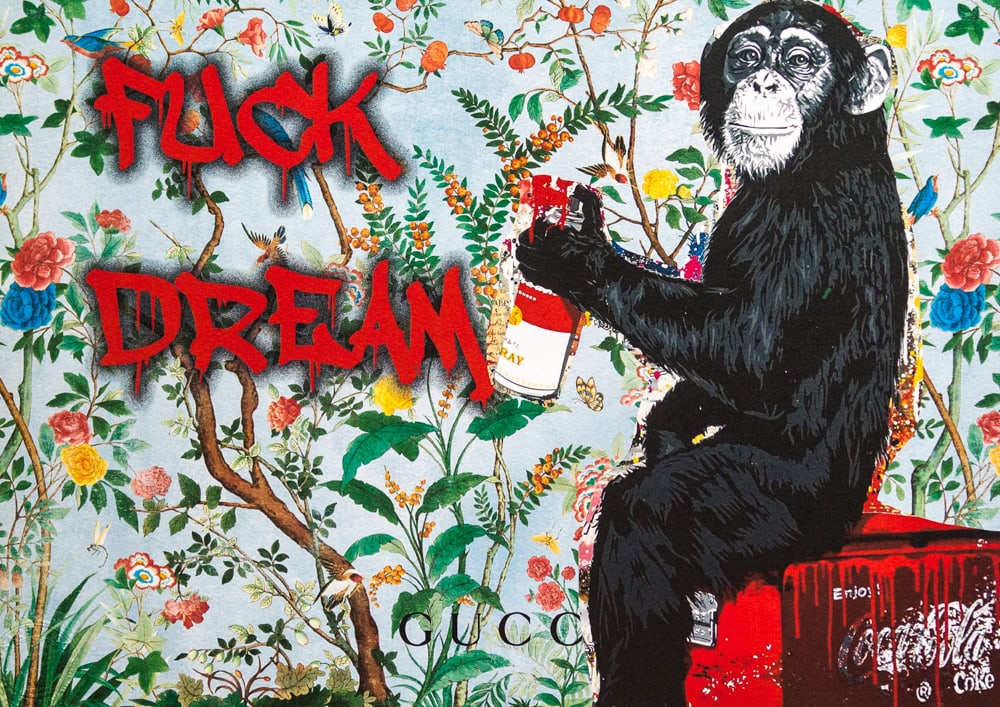 DEATH NYC SIGNED FINE ART PRINT W/COA: DEATH NYC Signed Fine Art Print with COA , DEATH NYC is a New York City-based street artist. Her pseudonym is an acronym for 'Don't Easily Abandon the Hope'. Print is blind stamped, comes with
