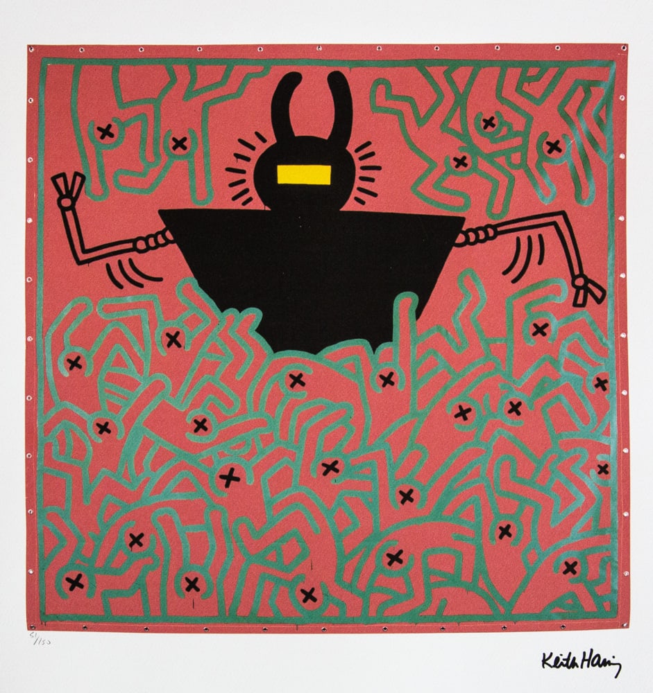 Keith Haring, Untitled: Keith Haring (after) untitled, offset lithography, limited edition of 150, sheet size 50 x 70 cm, plate signed bottom right, numbered with pencil bottom left 51/150, cotton paper, Keith Haring Foundat