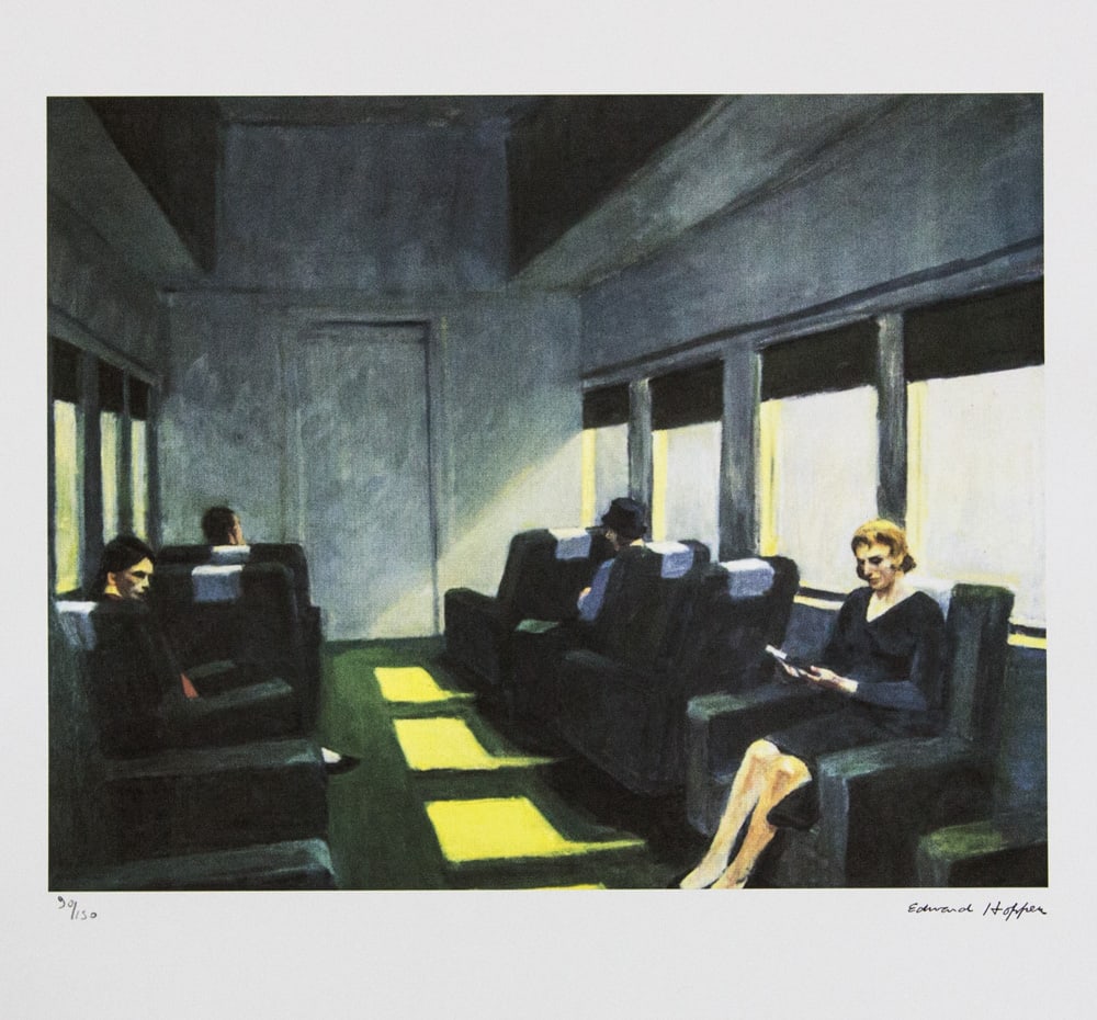 Edward Hopper 'Chair Car': Edward Hopper (after) 'Chair Car' limited edition 90/150, lithography print, plate signed bottom right, numbered with pencil bottom left, bottom left embossing stamp 'Georges Israel Editeur', cotton p