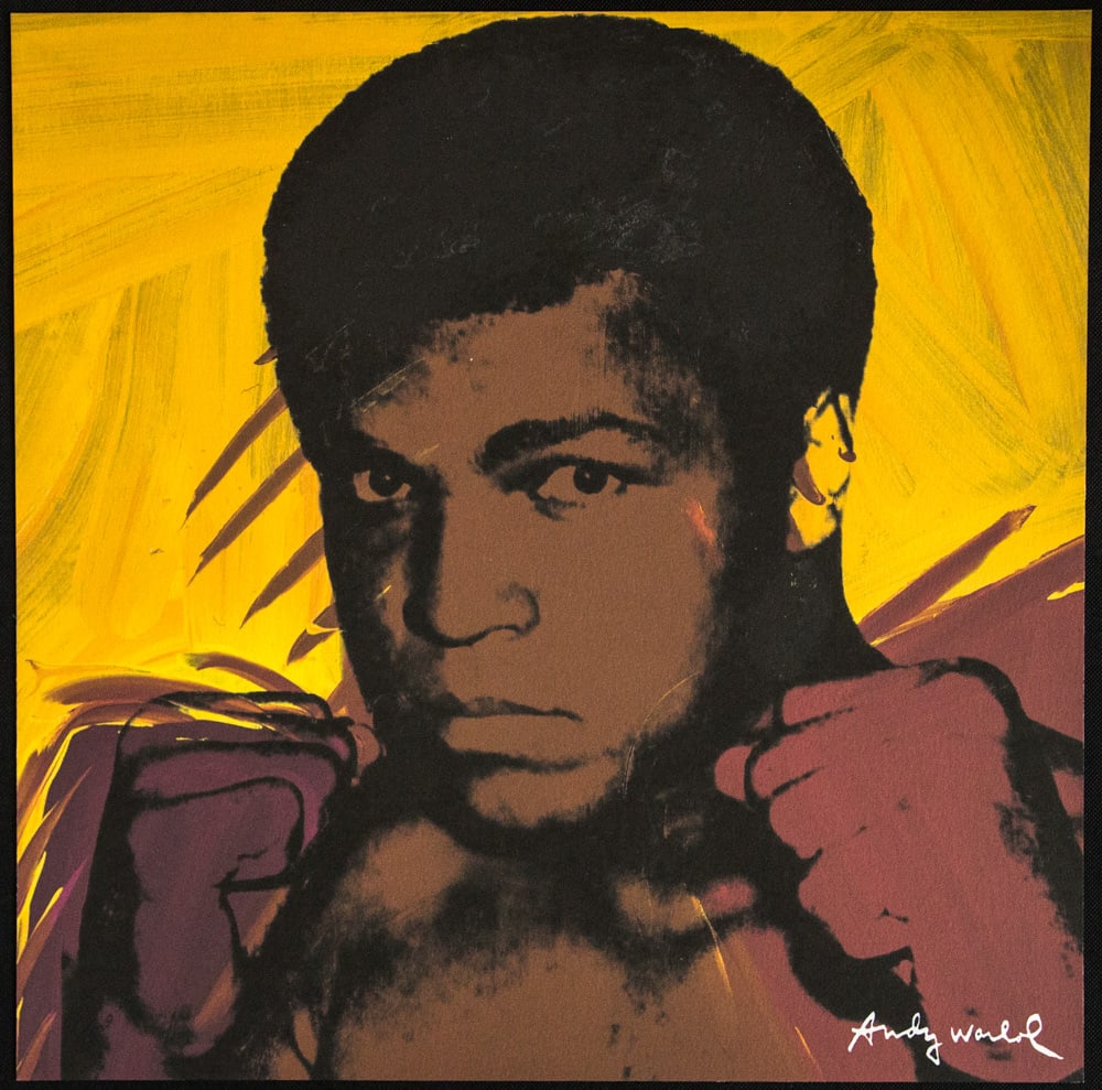 Andy Warhol 'Muhammad Ali': Andy Warhol (after) 'Muhammad Ali' offset lithography, size 60 x 60 cm, plate signed bottom right, numbered with pencil, limited edition 543/2400, heavy paper, stamped with CMOA on the back (Carnegie 