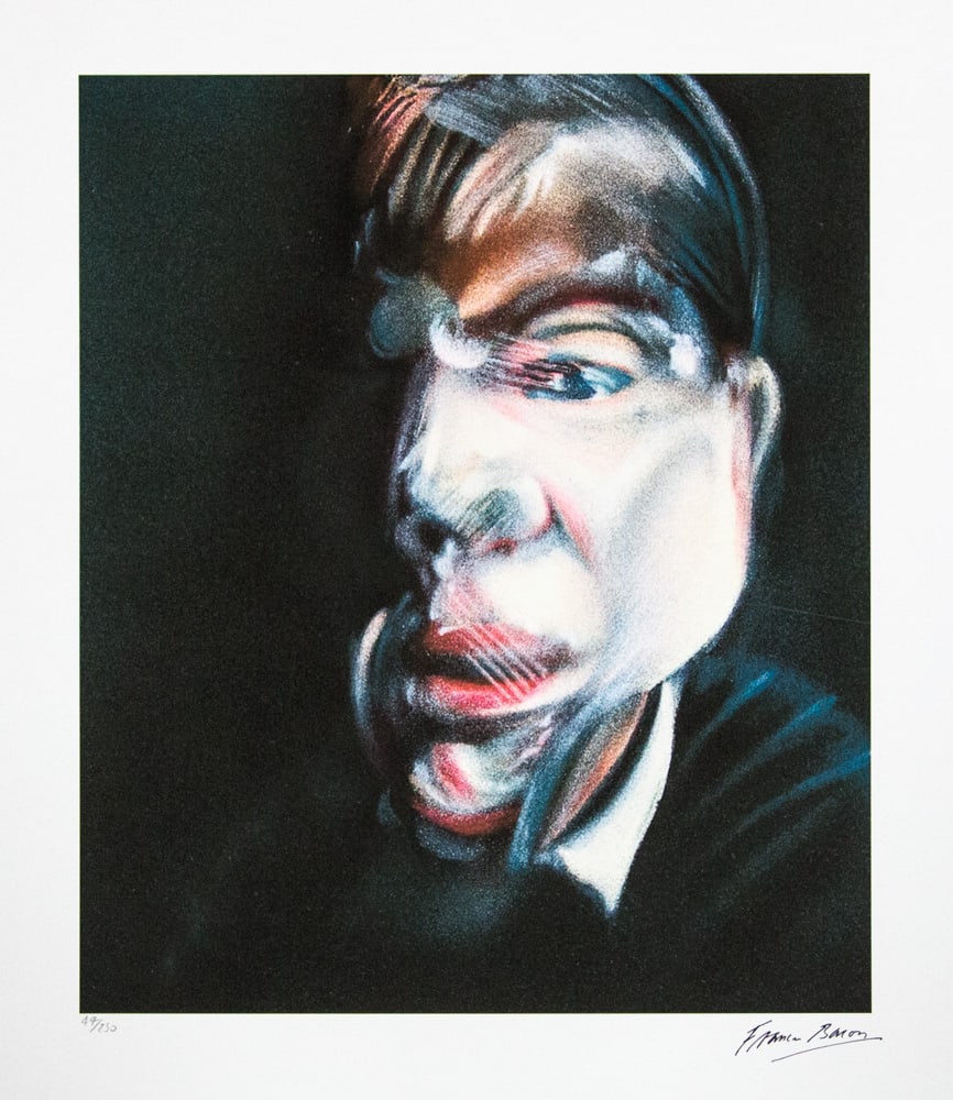 Francis Bacon 'Study for Self-Portrait': Francis Bacon (after) 'Study for Self-Portrait' offset lithography, limited edition of 250, sheet size 50 x 65 cm, plate signed bottom right, numbered with pencil bottom left 44/250, fine art paper,