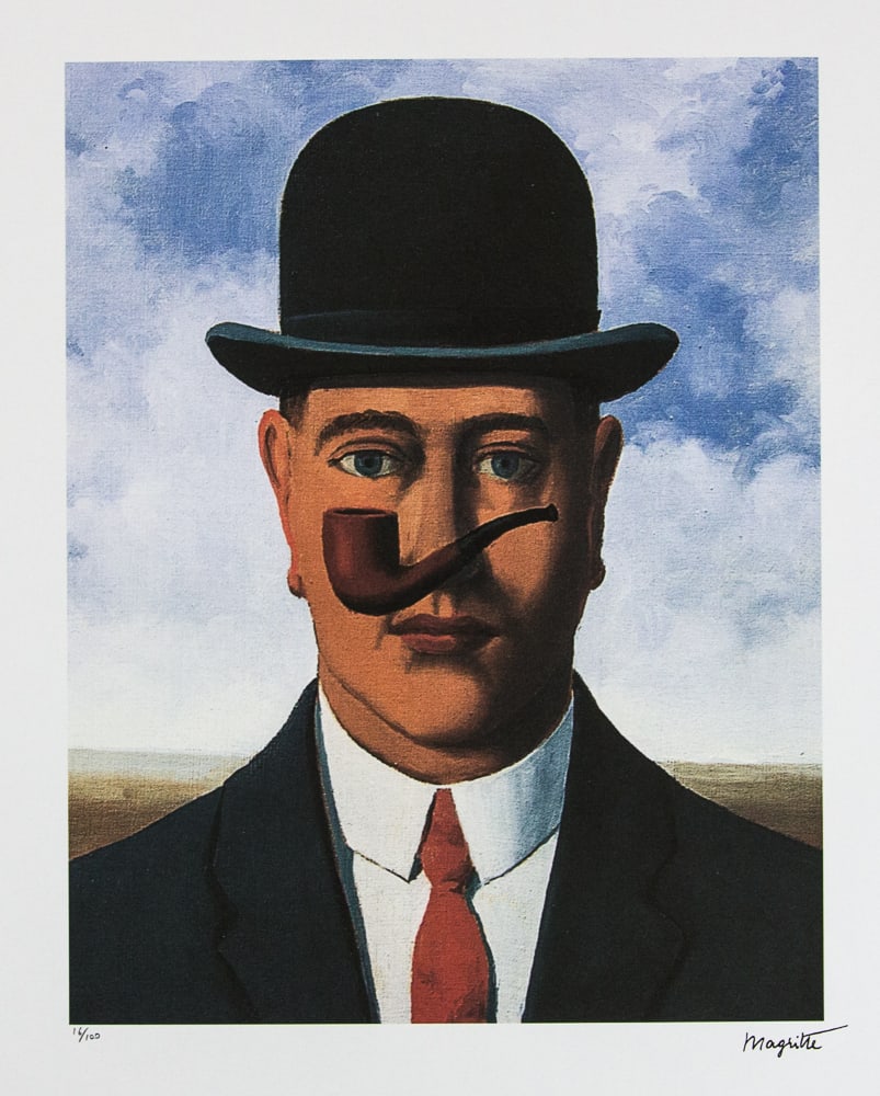 Rene Magritte 'Good Faith': Rene Magritte (after) 'Good Faith' lithography print, limited edition of 100, plate signed bottom right, numbered with pencil bottom left 16/100, bottom left publishing house stamp 'SPADEM, Paris',