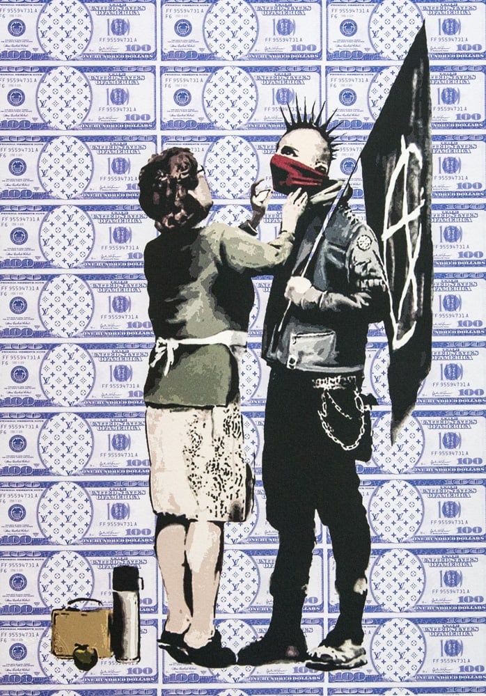 DEATH NYC SIGNED FINE ART PRINT W/COA: DEATH NYC Signed Fine Art Print with COA , DEATH NYC is a New York City-based street artist. Her pseudonym is an acronym for 'Don't Easily Abandon the Hope'. Print is blind stamped, comes with Certifi