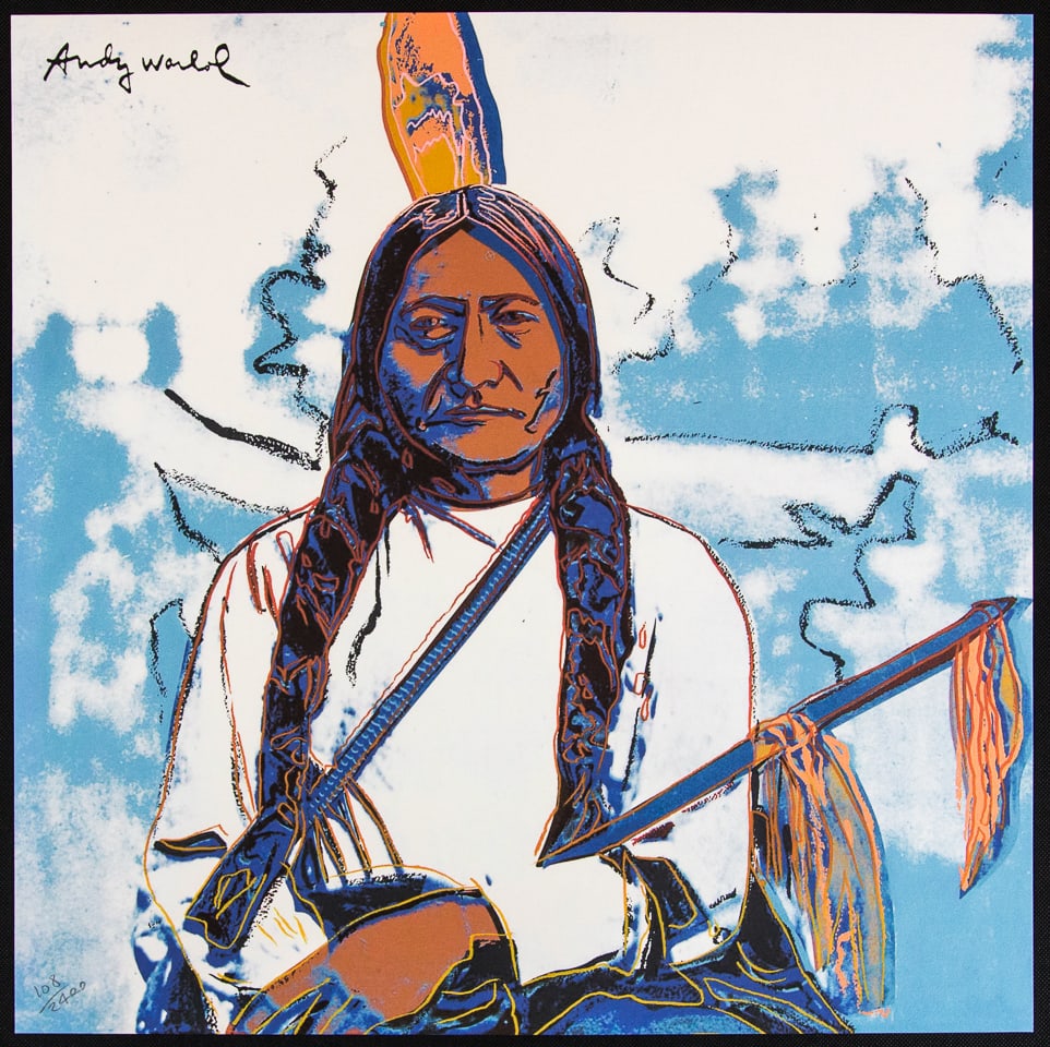 Andy Warhol 'Sitting Bull': Andy Warhol (after) 'Sitting Bull' offset lithography, size 60 x 60 cm, plate signed top left, numbered with pencil, limited edition 108/2400, heavy paper, stamped with CMOA on the back (Carnegie Muse