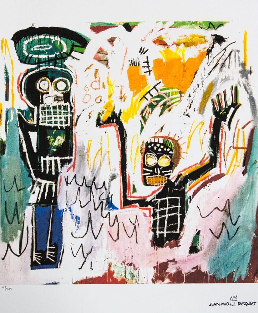 Jean-Michel Basquiatm 'Baptism': Jean-Michel Basquiat (after) 'Baptism' lithography print, sheet size 50 x 70 cm, plate signed bottom right, numbered bottom left with pencil, limited edition 123/300, bottom right publishing house sta