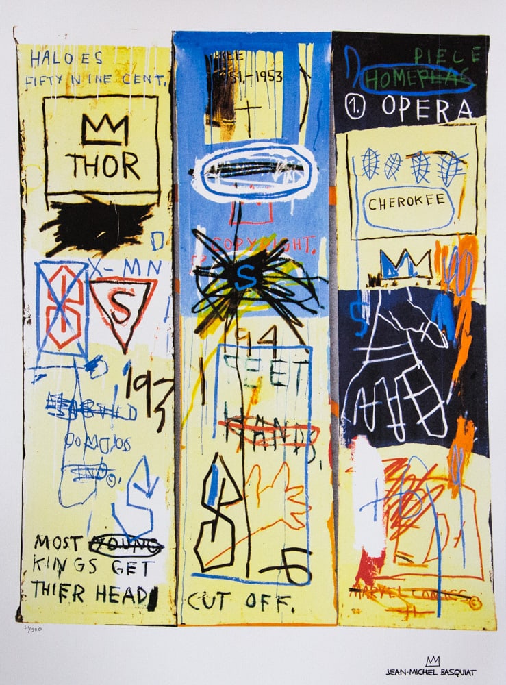 Jean-Michel Basquiatm 'Charles the First': Jean-Michel Basquiat (after) 'Charles the First' lithography print, sheet size 50 x 70 cm, plate signed bottom right, numbered bottom left with pencil, limited edition 51/300, bottom right publishing