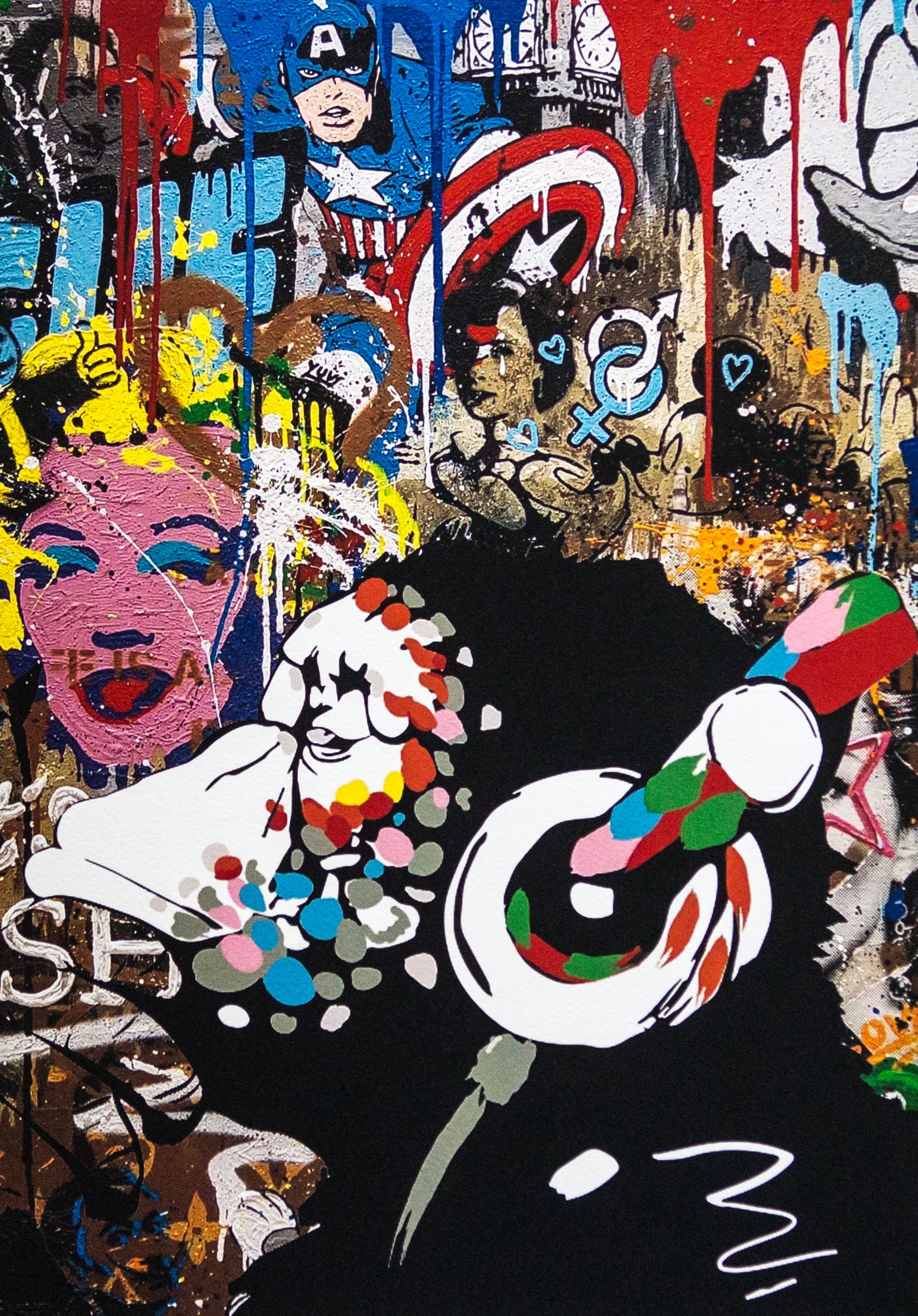 DEATH NYC SIGNED FINE ART PRINT W/COA: DEATH NYC Signed Fine Art Print with COA , DEATH NYC is a New York City-based street artist. Her pseudonym is an acronym for 'Don't Easily Abandon the Hope'. Print is blind stamped, comes with