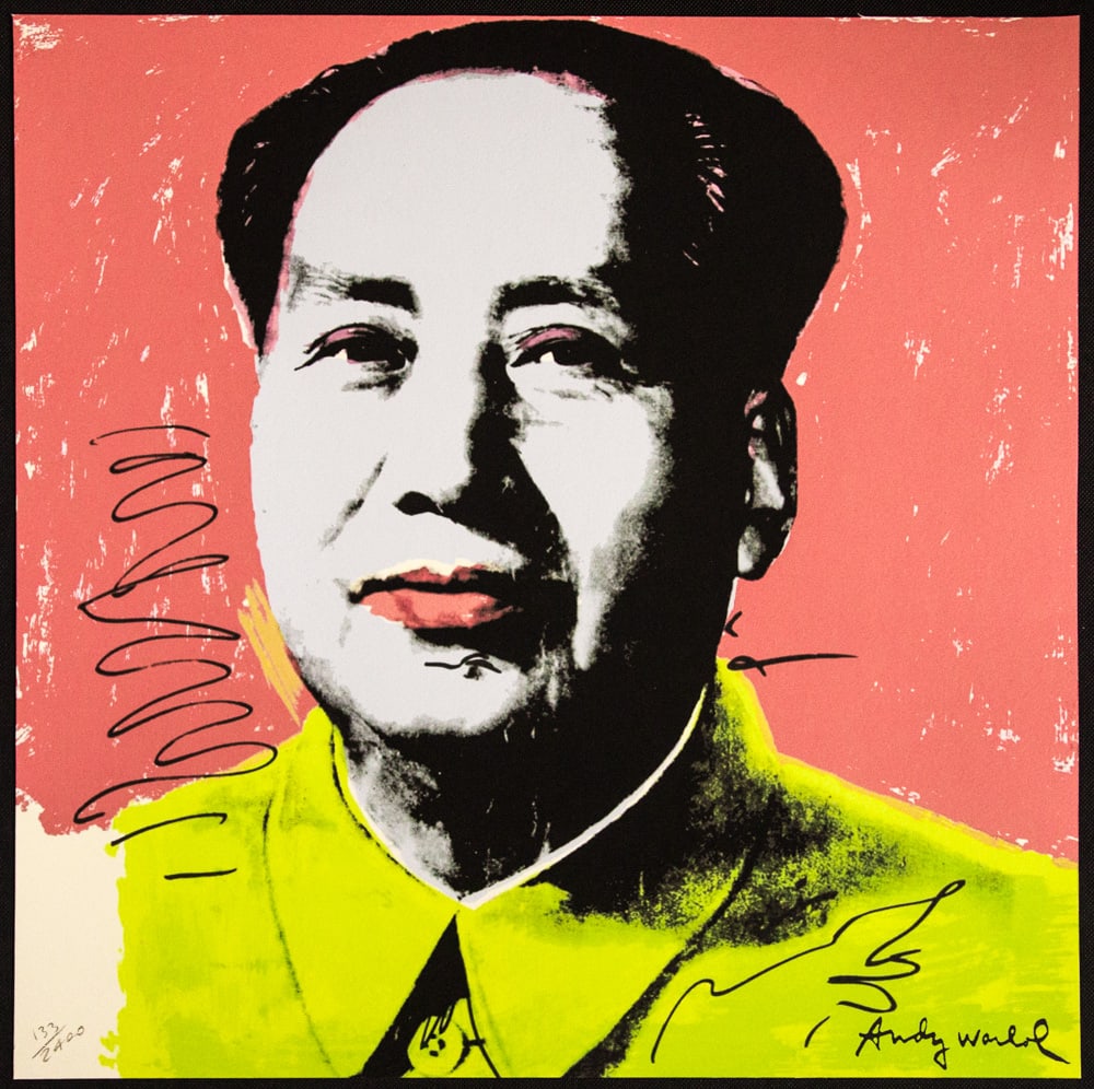 Andy Warhol 'Mao': Andy Warhol (after) 'Mao' offset lithography, size 60 x 60 cm, plate signed bottom right, numbered with pencil, limited edition 133/2400, heavy paper, stamped with CMOA on the back (Carnegie Museum
