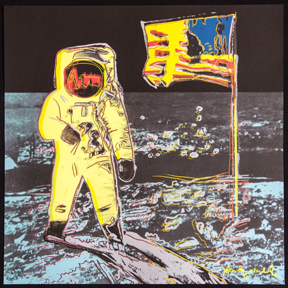 Andy Warhol 'Moonwalk': Andy Warhol (after) 'Moonwalk' offset lithography, size 60 x 60 cm, plate signed bottom right, numbered with pencil, limited edition 454/2400, heavy paper, stamped with CMOA on the back (Carnegie