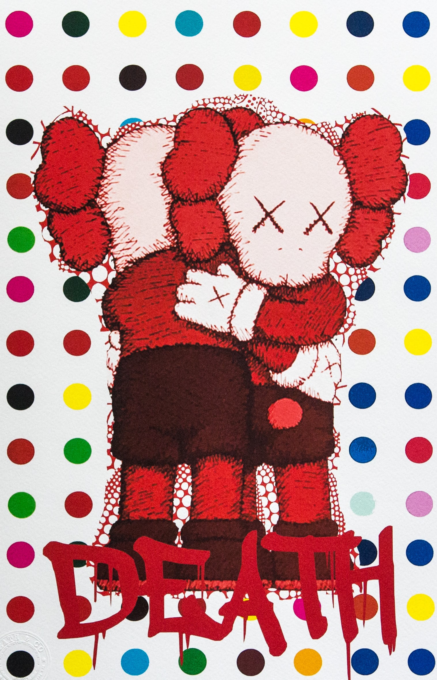 DEATH NYC SIGNED FINE ART PRINT W/COA: DEATH NYC Signed Fine Art Print with COA , DEATH NYC is a New York City-based street artist. Her pseudonym is an acronym for 'Don't Easily Abandon the Hope'. Print is blind stamped, comes with