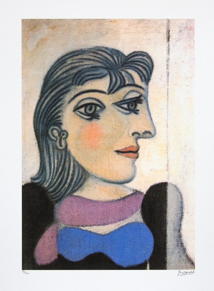 Pablo Picasso 'Portrait of Dora Maar': Pablo Picasso (after) 'Portrait of Dora Maar' lithograph print, limited edition of 200, sheet size 50 x 70 cm, plate signed bottom right, numbered with pencil bottom left 86/200, wove paper with