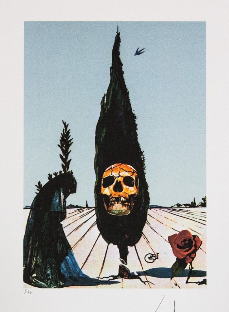 Salvador Dali 'The Death Card' from Salvador Dali's 'Tarot Deck': Salvador Dali (after) 'The Death Card' from Salvador Dali's 'Tarot Deck' offset lithography, limited edition 78, sheet size 50 x 65 cm, signed bottom right, pencil 'Dali', numbered with pencil bottom 