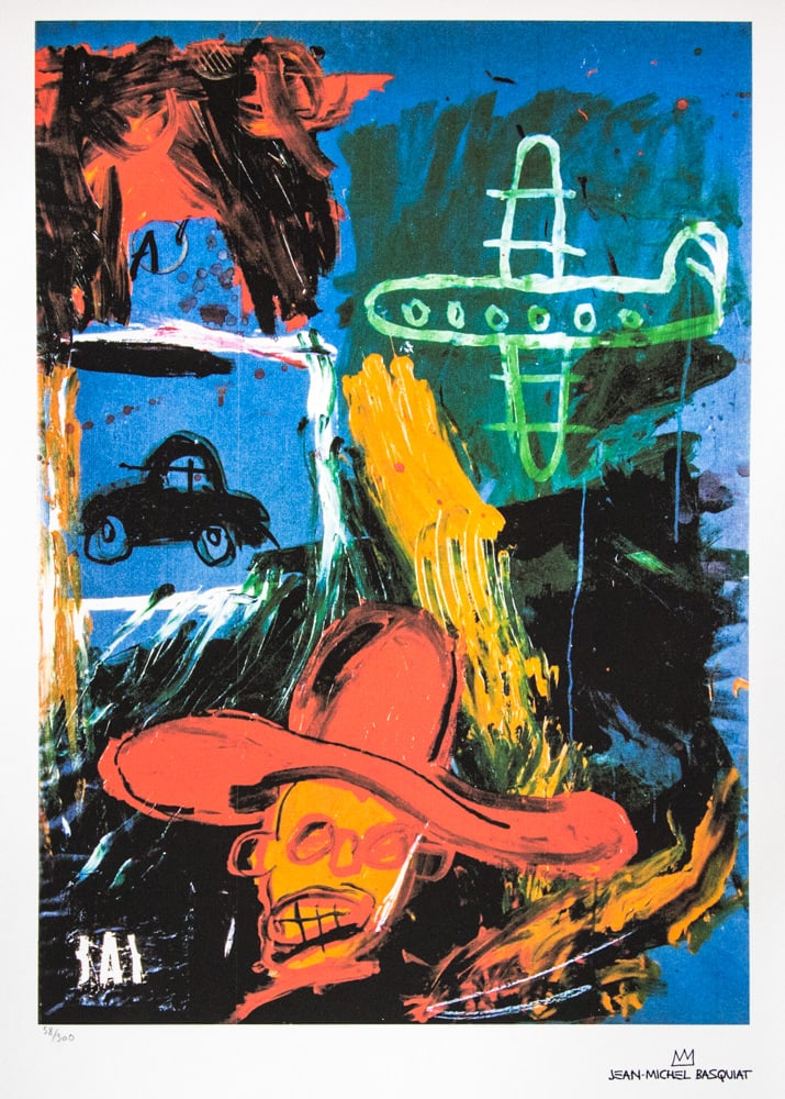Jean-Michel Basquiatm, Untitled: Jean-Michel Basquiat (after) untitled, lithography print, sheet size 50 x 70 cm, plate signed bottom right, numbered bottom left with pencil, limited edition 58/300, bottom right publishing house stam