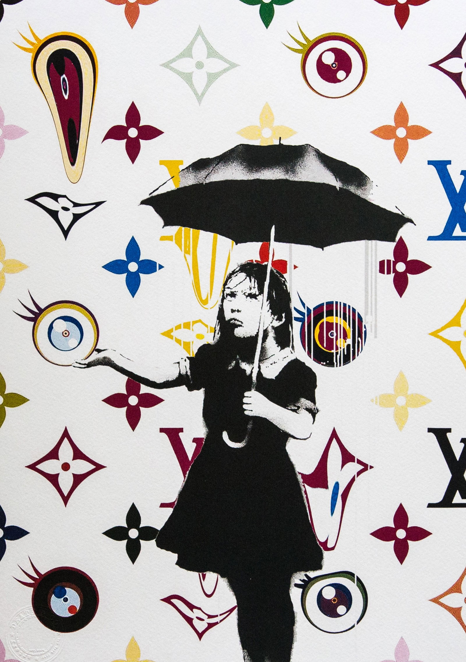 DEATH NYC SIGNED FINE ART PRINT W/COA: DEATH NYC Signed Fine Art Print with COA , DEATH NYC is a New York City-based street artist. Her pseudonym is an acronym for 'Don't Easily Abandon the Hope'. Print is blind stamped, comes with