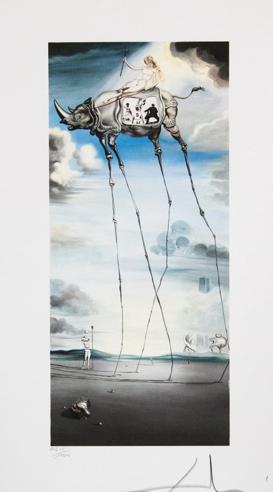 Salvador Dali 'Heavenly Walk': Salvador Dali (after) 'Heavenly Walk' offset lithography, sheet size 50 x 65 cm, numbered with pencil bottom left MLIX/MM, limited edition 2000, signed bottom right, pencil 'Dali', heavy paper with wa
