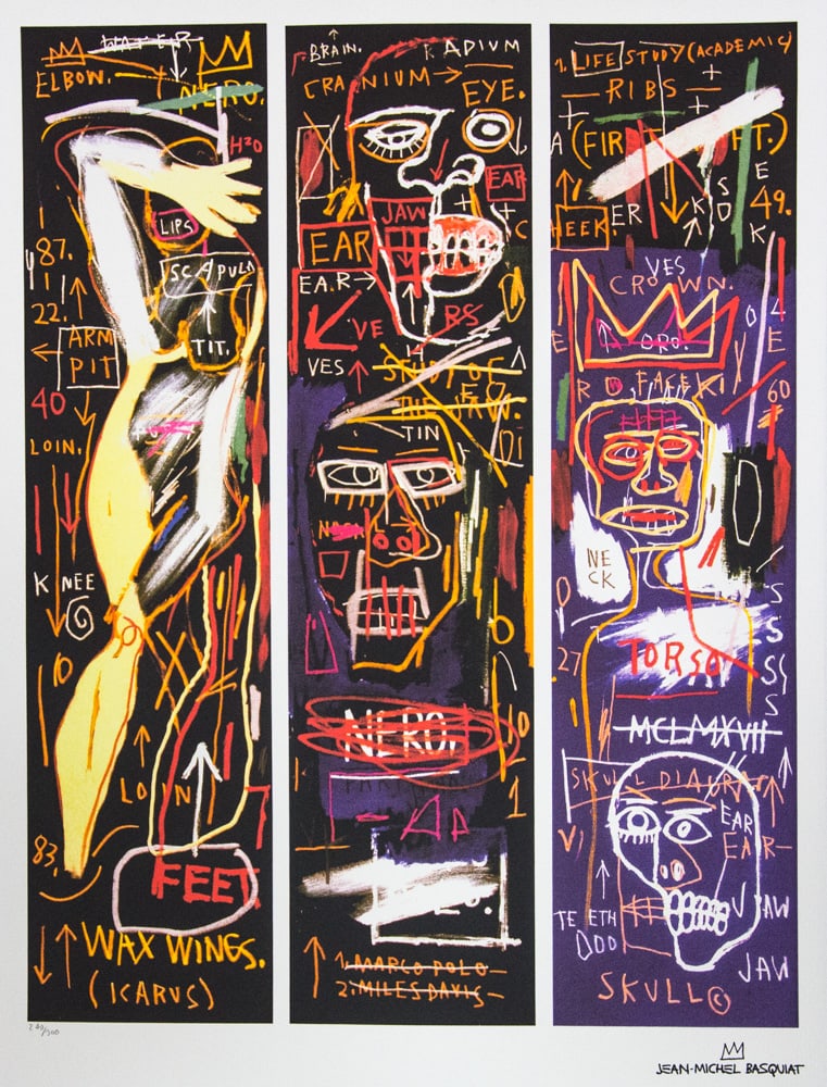 Jean-Michel Basquiat, Untitled: Jean-Michel Basquiat (after) untitled, lithography print, sheet size 50 x 70 cm, plate signed bottom right, numbered bottom left with pencil, limited edition 240/300, bottom right publishing house