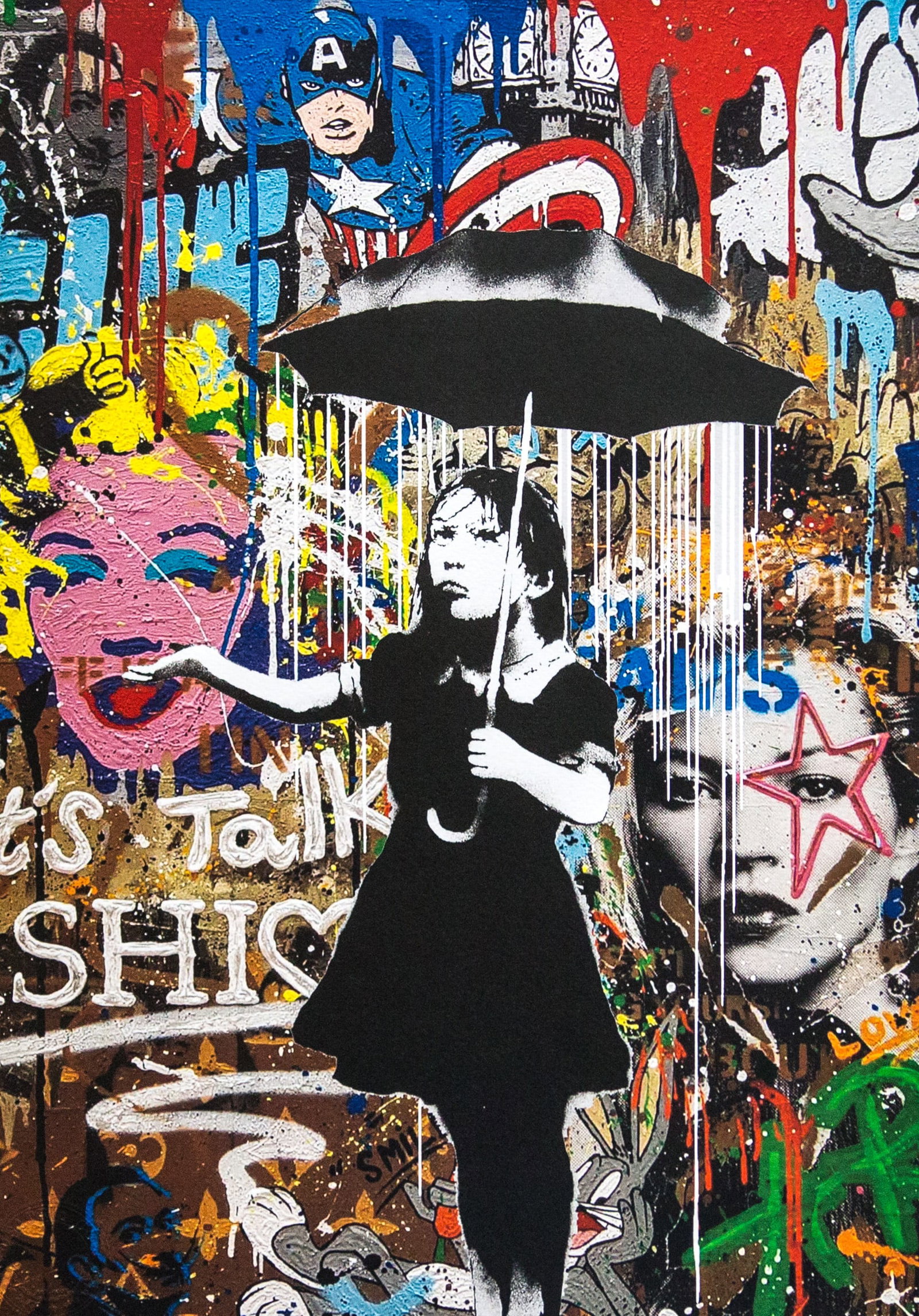 DEATH NYC SIGNED FINE ART PRINT W/COA: DEATH NYC Signed Fine Art Print with COA , DEATH NYC is a New York City-based street artist. Her pseudonym is an acronym for 'Don't Easily Abandon the Hope'. Print is blind stamped, comes with
