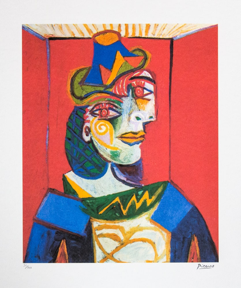 Pablo Picasso 'Portrait of Dora Maar': Pablo Picasso (after) 'Portrait of Dora Maar' lithograph print, limited edition of 200, sheet size 50 x 70 cm, plate signed bottom right, numbered with pencil bottom left 51/200, wove paper with