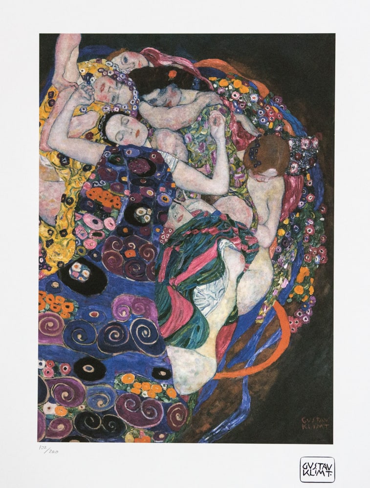 Gustav Klimt 'The Virgin': Gustav Klimt (after) 'The Virgin' limited edition of 200, lithograph print, plate signed bottom right, numbered with pencil bottom left 102/200, fine art paper, with La TREC Spa embossing, sheet