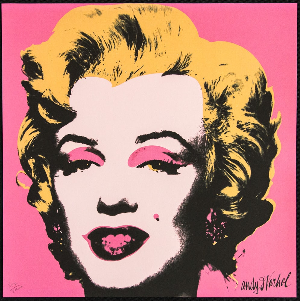 Andy Warhol 'Marilyn Monroe': Andy Warhol (after) 'Marilyn Monroe' offset lithography, size 60 x 60 cm, plate signed bottom right, numbered with pencil, limited edition 567/2400, heavy paper, stamped with CMOA on the back