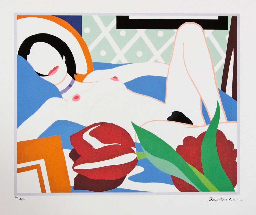 Tom Wesselmann 'Monica with Tulips': Tom Wesselmann (after) 'Monica with Tulips' offset lithography, limited edition of 450, sheet size 50 x 70 cm, plate signed bottom right, numbered with pencil bottom left 112/450, cotton paper, bottom