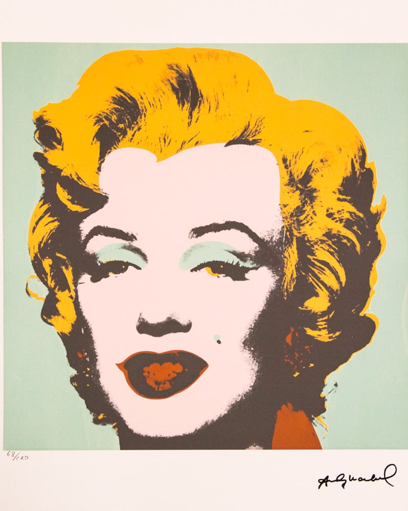 Andy Warhol 'Marilyn Monroe': Andy Warhol (after) 'Marilyn Monroe' offset lithograph in colors on Arches paper, sheet size 38,5 x 57 cm, plate signed bottom right, numbered with pencil, limited edition 68/100 (Leo Castelli, Art