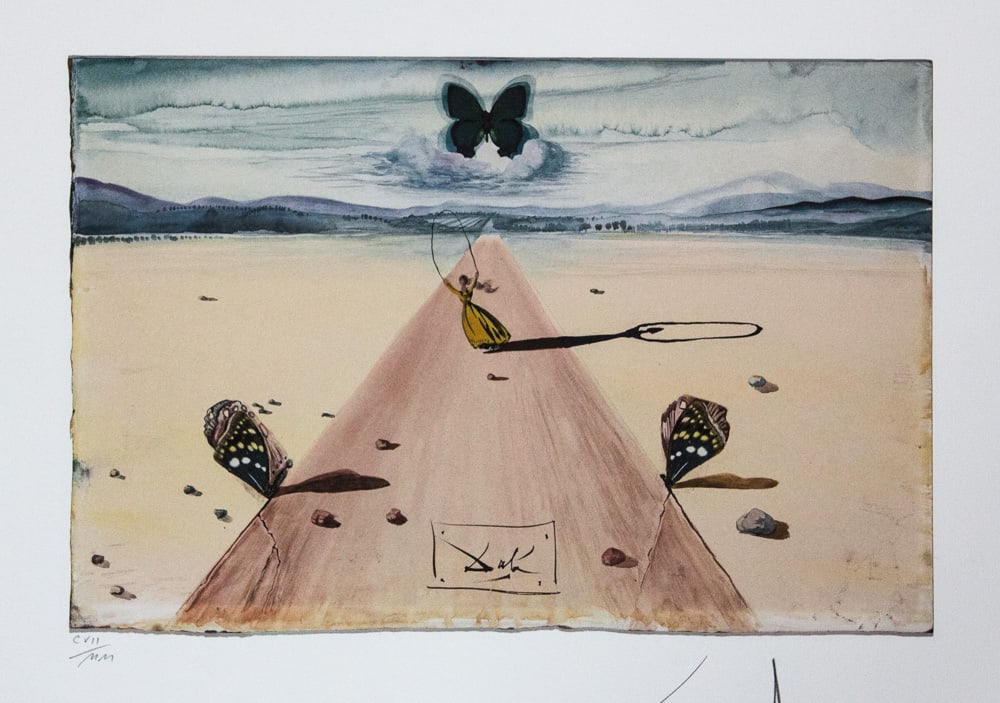 Salvador Dali 'Alice in Wonderland': Salvador Dali (after) 'Alice in Wonderland' offset lithography, sheet size 50 x 65 cm, heavy paper with watermark BFK Rives France, signed bottom right, pencil 'Dali', numbered with pencil bottom left