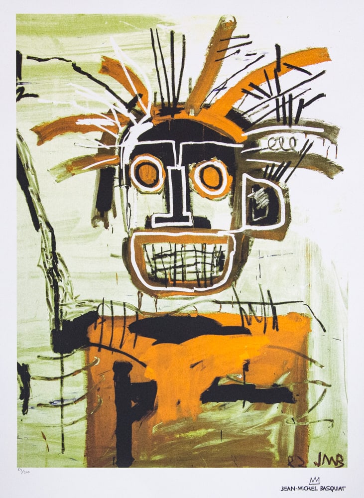 Jean-Michel Basquiat 'Head in Gold I': Jean-Michel Basquiat (after) 'Head in Gold I' lithography print, sheet size 50 x 70 cm, plate signed bottom right, numbered bottom left with pencil, limited edition 69/300, bottom right publishing hou