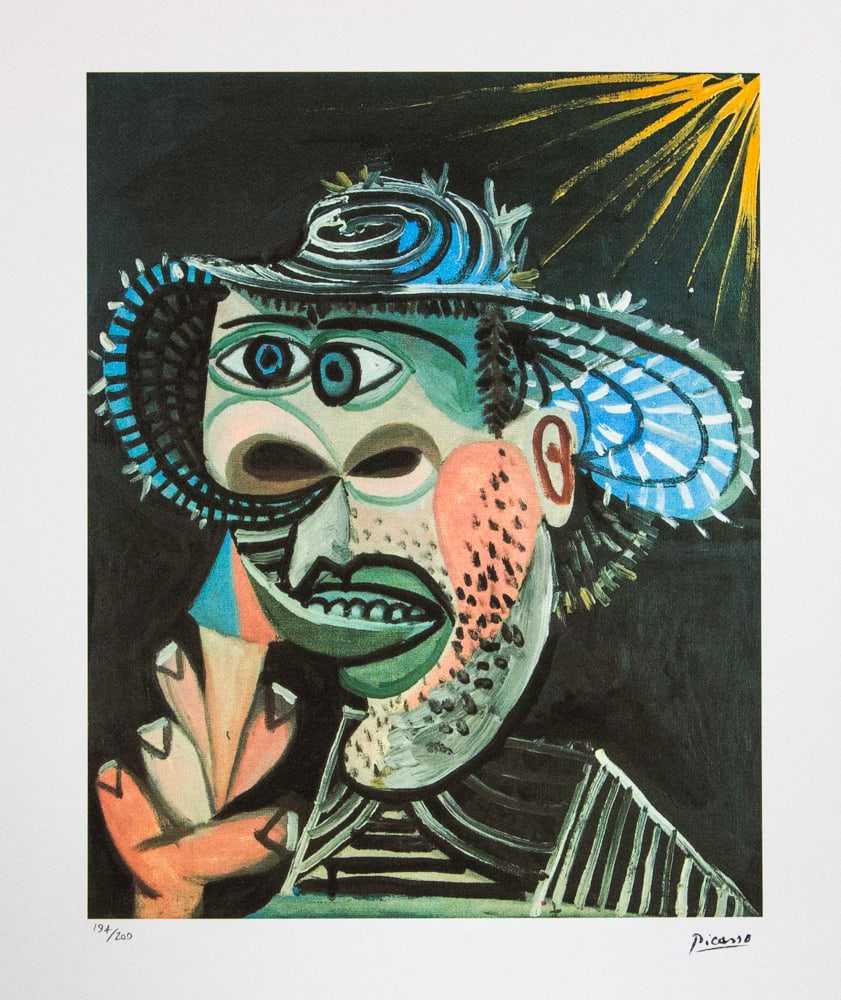 Pablo Picasso 'Man with Ice Cream Cone': Pablo Picasso (after) 'Man with Ice Cream Cone' lithograph print, limited edition of 200, sheet size 50 x 70 cm, plate signed bottom right, numbered with pencil bottom left 194/200, wove paper with Pa