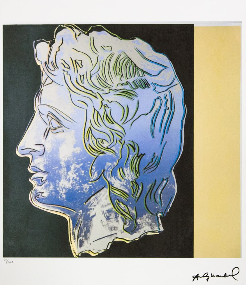 Andy Warhol 'Alexander the Great': Andy Warhol (after) 'Alexander the Great' offset lithograph in colors on Arches paper, sheet size 38,5 x 57 cm, plate signed bottom right, numbered with pencil, limited edition 21/100 (Leo Castelli, A