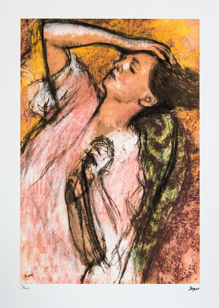 Edgar Degas 'Combing the Hair': Edgar Degas (after) 'Combing the Hair' offset lithography, limited edition of 300, sheet size 50 x 70 cm, plate signed bottom right, numbered with pencil bottom left 12/300, cotton paper, without