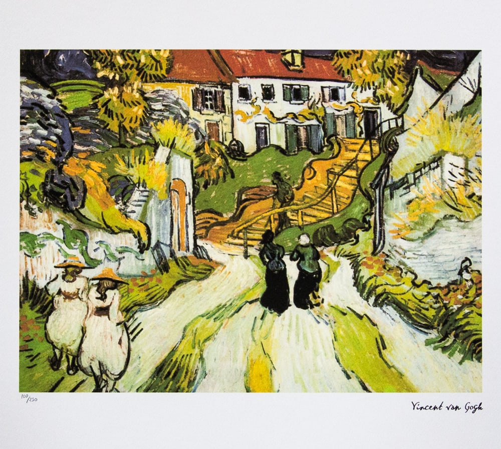 Vincent van Gogh 'Stairway at Auvers': Vincent van Gogh (after) 'Stairway at Auvers' lithography print, sheet size 50 x 70 cm, plate signed bottom right, numbered with pencil bottom left, limited edition 100/250, with embossing stamp