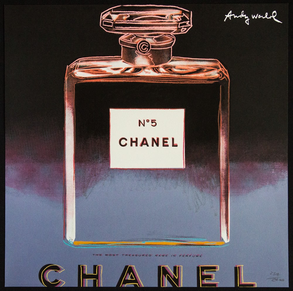 Andy Warhol 'Chanel': Andy Warhol (after) 'Chanel' offset lithography, size 60 x 60 cm, plate signed top right, numbered with pencil, limited edition 257/2400, heavy paper, stamped with CMOA on the back (Carnegie Museum of