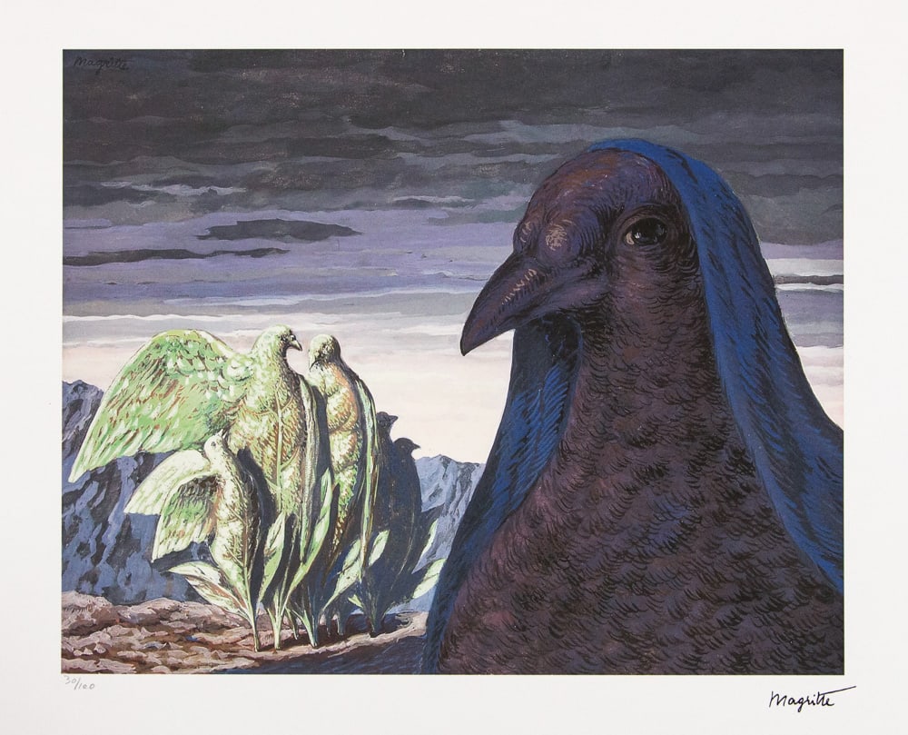 Rene Magritte 'The Charming Prince': Rene Magritte (after) 'The Charming Prince' lithography print, limited edition of 100, plate signed bottom right, numbered with pencil bottom left 30/100, bottom left publishing house stamp 'SPADEM,