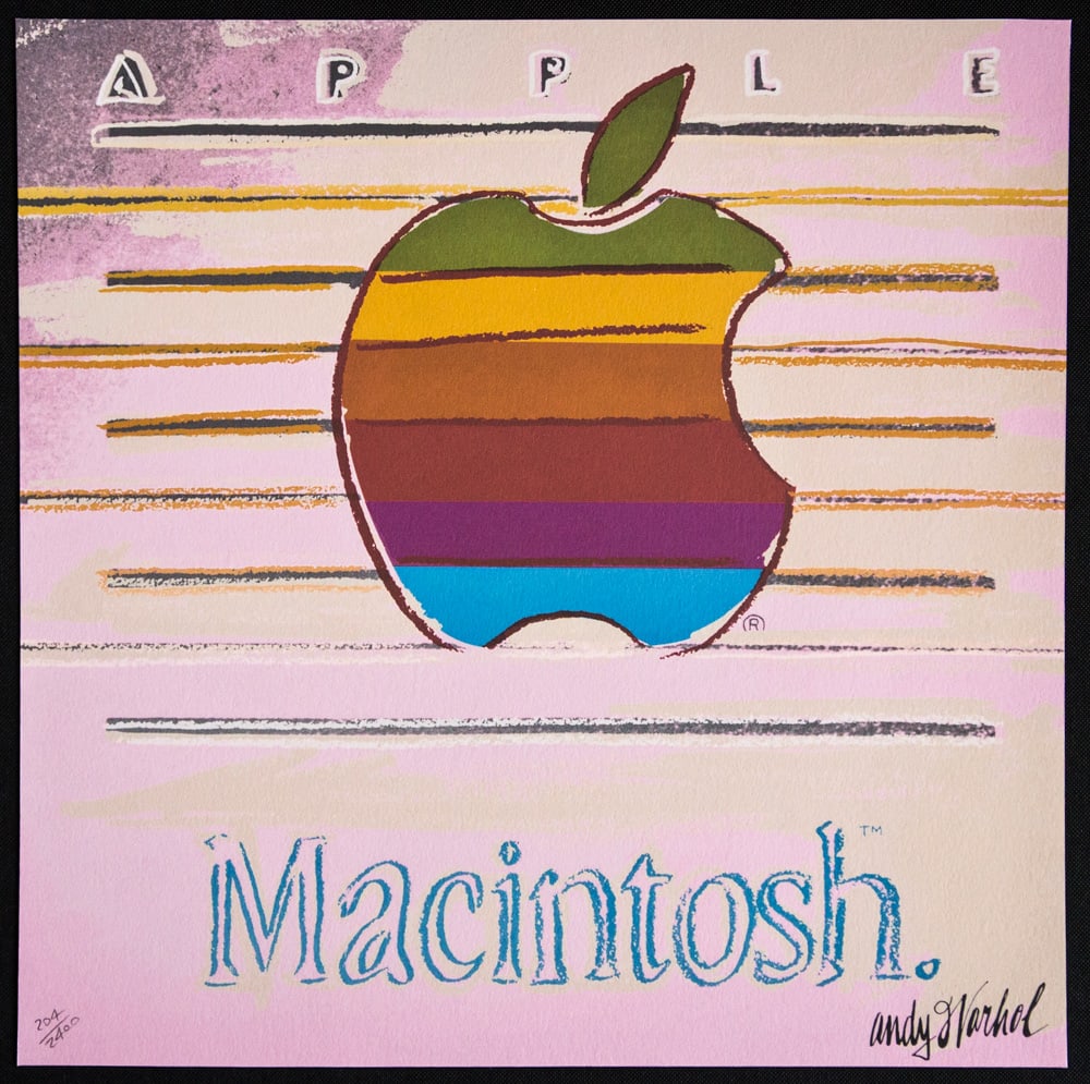 Andy Warhol 'Apple': Andy Warhol (after) 'Apple' offset lithography, size 60 x 60 cm, plate signed bottom right, numbered with pencil, limited edition 204/2400, heavy paper, stamped with CMOA on the back (Carnegie Museum 