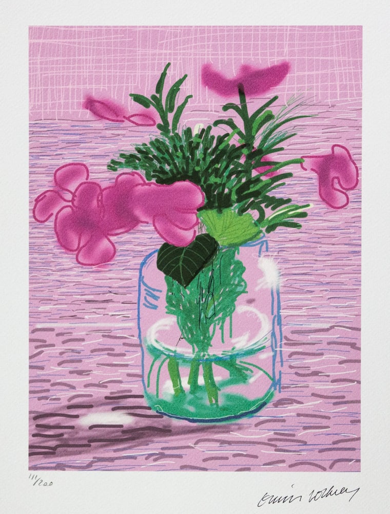 David Hockney, Untitled No. 329: David Hockney (after) Untitled No. 329, limited edition of 200, lithography print, plate signed bottom right, numbered with pencil bottom left 111/200, heavy cotton paper, with embossing stamp