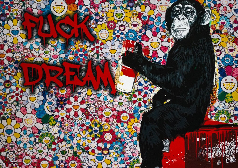 DEATH NYC SIGNED FINE ART PRINT W/COA: DEATH NYC Signed Fine Art Print with COA , DEATH NYC is a New York City-based street artist. Her pseudonym is an acronym for 'Don't Easily Abandon the Hope'. Print is blind stamped, comes with Certifi