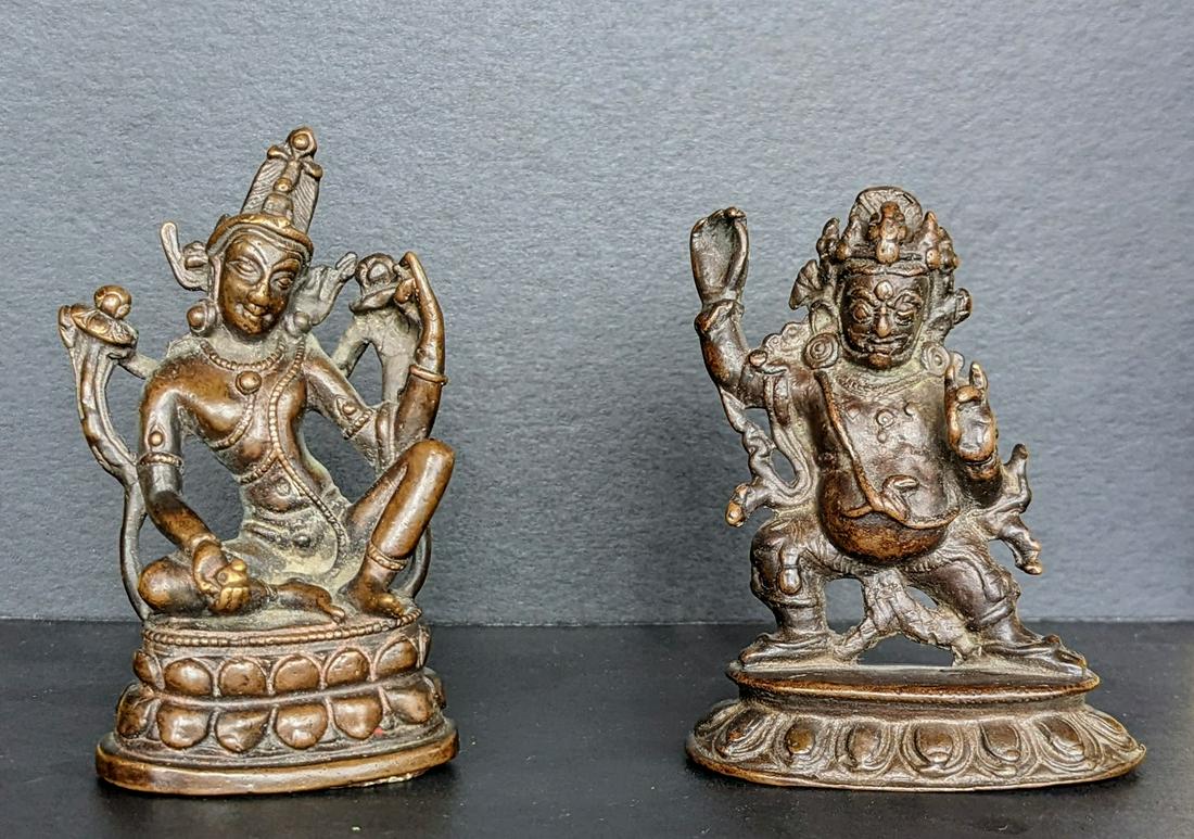 A Pair of Bronze Figures, Tibet,   ca 18th c (1 of 3)
