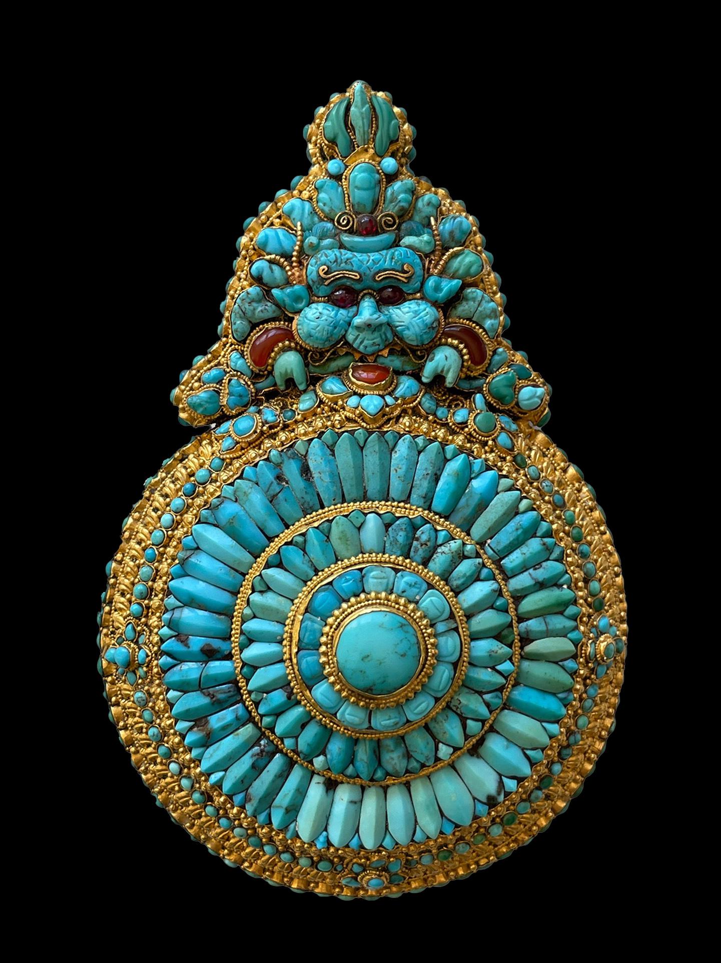 A Turquoise and Gold, Mooneater, Tibet, circa 1900 (1 of 18)