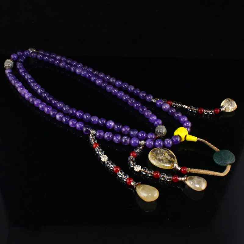 Amethyst & Red Agate Beads Court Official's Necklace: Amethyst & Red Agate Beads Court Official's Necklace Nepal