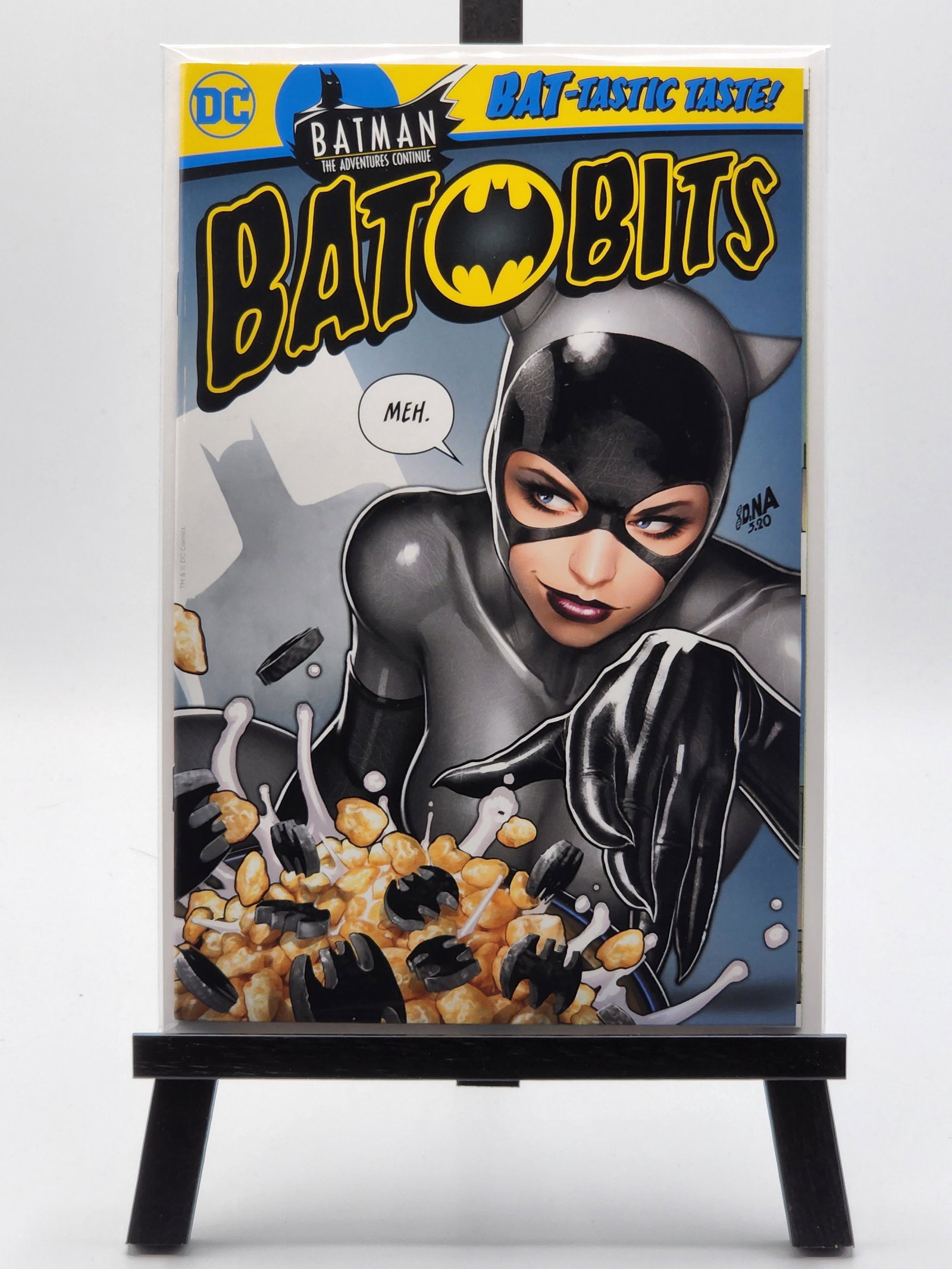 Lot of 5: Batman: The Adventures Continue: #1-5 David Nakayama Cereal Box Variant Set (DC, 2020). Includes #1 Bat Bits Catwoman Cereal Box, #2 Mr. J's Joker Cereal Box, #3 Harley Pows Cereal Box, #4 Sub-Zero's Mr Freeze Cereal Box, #5 Flower F