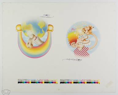 1972 Grateful Dead Europe 72 Sleeve Proof SIGNED Mouse: This record sleeve cardboard uncut printers proof poster is signed twice by the artist Stanley Mouse! The images for the Grateful Dead's legendary Europe '72 album cover art is one of the most loved