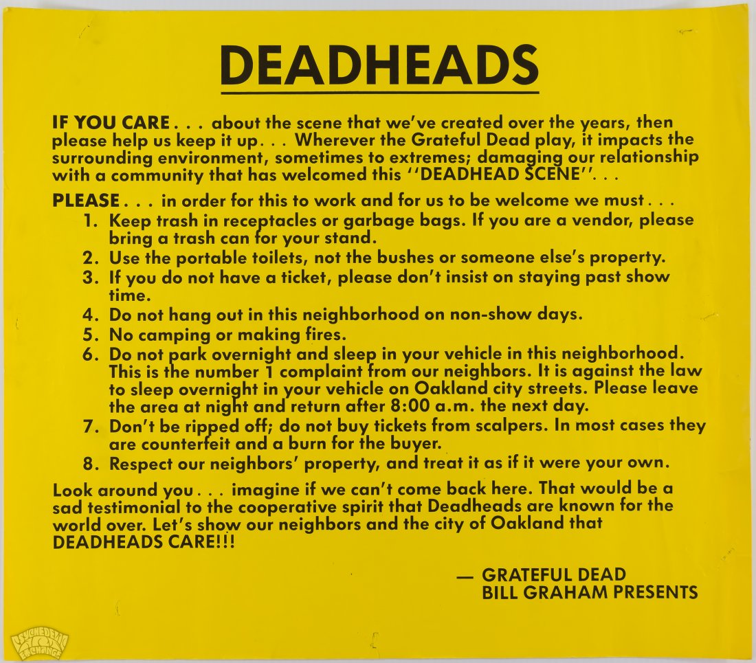 Bill Graham Presents Deadheads Care Poster (1 of 2)