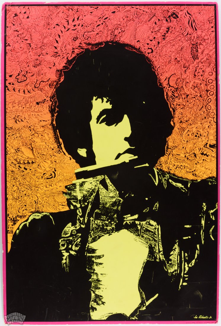 1968 Joe Roberts Jr Bob Dylan Blacklight Poster MOUNTED (1 of 2)