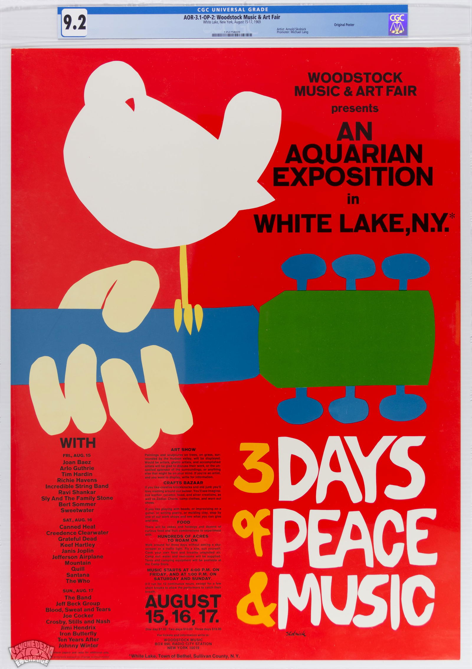 1969 AOR-3.1 Woodstock Festival Poster CGC 9.2 (1 of 1)
