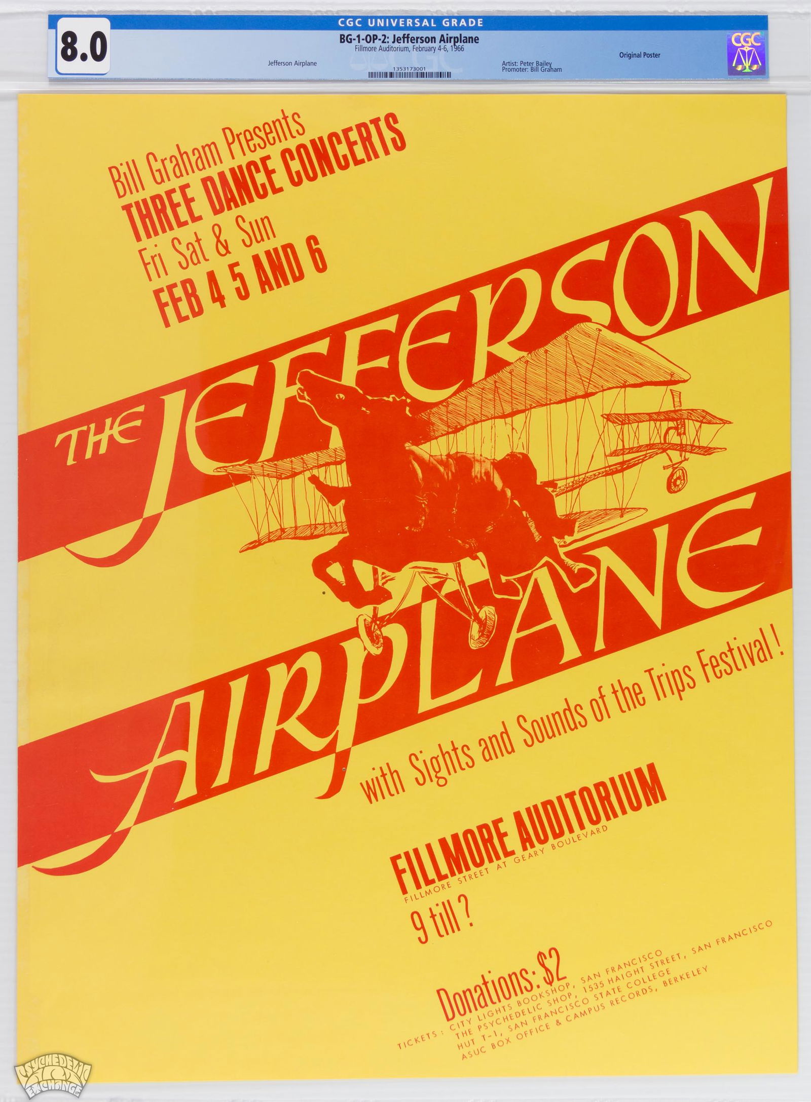 1966 BG-1 Jefferson Airplane Fillmore Poster CGC 8 (1 of 2)
