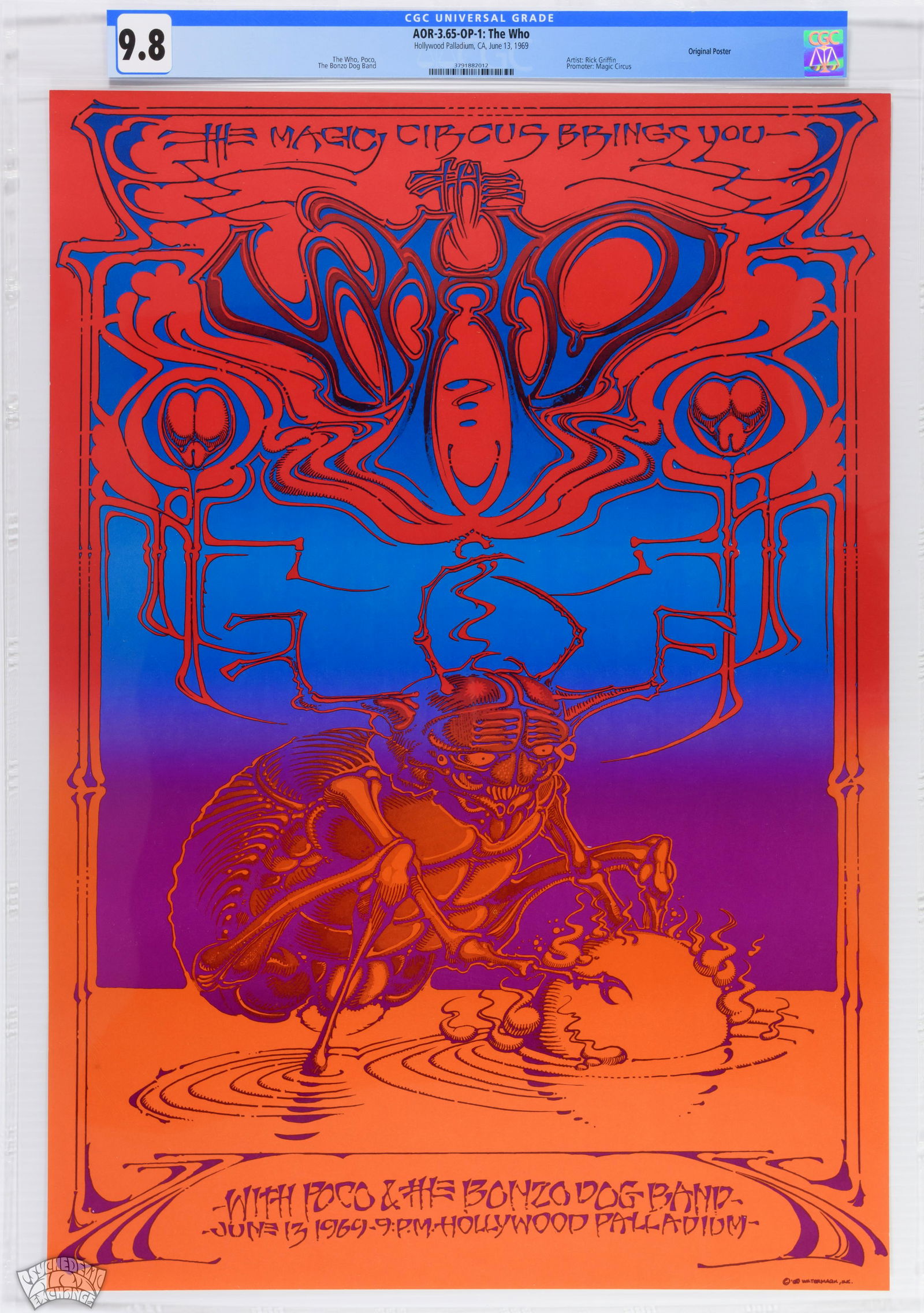 1969 AOR-3.65 Who Hollywood Palladium Poster CGC 9.8 (1 of 1)